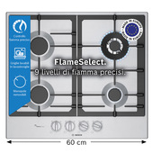 Bosch Serie 6 PCH6A5I90 Piano cottura a gas 60 cm 4 fuochi Acciaio Inox