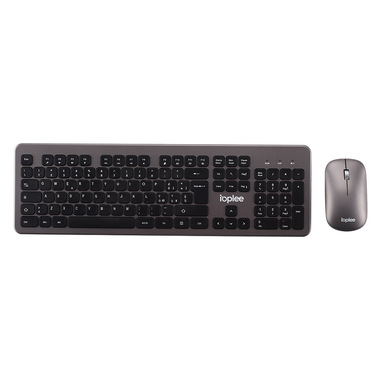 IOPLEE 290G tastiera Mouse incluso Ufficio RF Wireless QWERTY Nero, Grigio