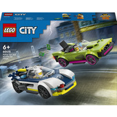 LEGO City 60415 Inseguimento della Macchina da Corsa, 2 Modellini di Auto della Polizia, Giocattolo per Bambini di 6+ Anni