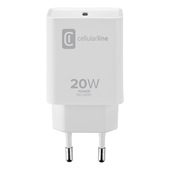 Cellularline USB-C Charger 20W - iPad (2020), iPad Pro (2018 or later) and iPad Air (2020) Caricabatterie da rete USB-C 20W per la carica alla massima velocità di iPad (2020), iPad Pro (2018 e successivi) e iPad Air (2020)