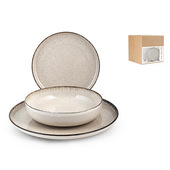 H&H Servizio tavola 12 pezzi Pearl in porcellana colore avorio. Composto da 4 piatti piani cm 27, 4 piatti fondi cm 19, 4 piatti frutta cm 19