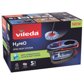 Vileda H2Pro Spin Mop Sistema spazzolone Microfibra 6000 ml Bagnato Nero, Blu, Rosso