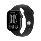 Apple Watch Series 12 GPS, cassa 46 mm in alluminio nero con cinturino Sport nero - S/M
