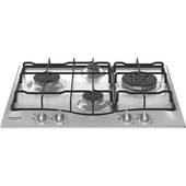 Hotpoint Ariston PCN R643N T/IX/HA Piano cottura 60 cm, griglie smaltate effetto ghisa, 4 fuochi di cui 1 tripla corona