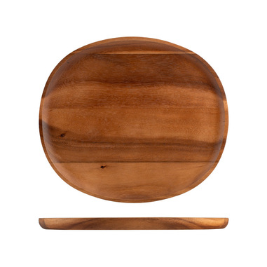 H&H Lifestyle Piatto Acacia in legno forma ovale cm 29,5x33