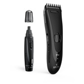 GA.MA Set Black Titanium T744: Tagliacapelli e Trimmer da Viaggio per Naso e Orecchio con Lama in Titanio, Precisione da 0,8 a 14,5 mm, Lame in Acciaio Inossidabile Rivestite in Titanio, Ricarica USB, Kit Incluso per un Grooming Impeccabile