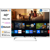 SABA SA40WFM10VDA SMART TV Bianco 40" FULL HD, Sistema operativo VIDAA, Triplo tuner DVBT2/C/S2 HEVC MAIN10, Certificato TivuSAT, Piedistallo centrale, Dolby Audio
