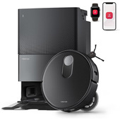 Roborock Qrevo Slim Robot Aspirapolvere e Lavapavimenti, Altezza 8,2 cm, Navigazione 3D ToF, Aspirazione 11.000 Pa, Sistema Carpet Boost+, Lavaggio Mocio ad Acqua Calda, Pulire l'area Sotto i Divani Bassi e gli Armadietti