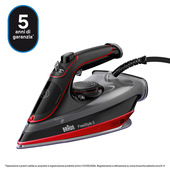 Braun TexStyle 5 - Ferro da stiro a vapore, Manico aperto ergonomico, FreeGlide3D, 2700W, 300ml, Rosso/Nero (SI5057RD)