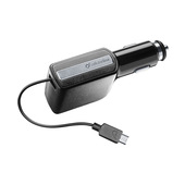 Cellularline Roller Car Charger 10W - Micro USB - iPhone, Samsung, Huawei and other Smartphones and Tablets Caricabatterie da auto veloce 10W con cavo Micro USB riavvolgibile