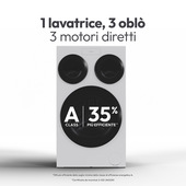 Lavatrice Candy MultiWash a carica frontale MQD410CBL911, 3 oblò, Libera installazione, 10 kg + 1kg + 1kg, 1400 RPM, Classe A, Bianco, L x P x A (mm) 600x595x1070