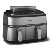 Philips Serie 5000 Airfryer doppio cestello con vapore, Friggitrice ad aria da 9.0L, 19 metodi di cottura, Pulizia cestello automatica, App ricette, NA555/00