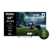 Haier Smart TV Mini LED QLED 55" H55M80FUX, 4K, Google TV, Dolby Vision, HDR10, Gaming 120Hz, Dolby Atmos, Google Assistant, HDMI 2.1 x4, Bluetooth 5.1, DBX TV, MEMC
