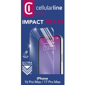 Cellularline Impact Glass - iPhone 16 Pro Max Vetro temperato sottile, resistente e super sensibile