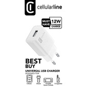 Cellularline USB Charger 12W Caricabatterie da rete per piccoli devices 12W