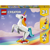 LEGO Creator 31140 Unicorno Magico con Arcobaleno, Set 3 in 1 con Animali Giocattolo Fantastici, Cavalluccio Marino e Pavone