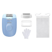 Philips Serie 2000 Epilatore con filo azzurro con 4 accessori BRE247/00