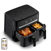 Moulinex Dual Easy Fry , Friggitrice ad Aria, 8.3 L, Doppio Cestello, Nero, EZ901N20