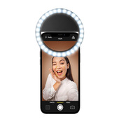 Cellularline Selfie Ring Pocket - Universale Anello led a clip a luminosità regolabile