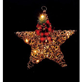 Regalo Stella in rattan e ferro con 15 LED (funzionamento a pila 2AA x 1,5V)