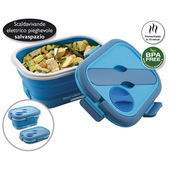 Macom Space Lunch To Go Scaldavivande in silicone pieghevole SalvaSpazio 0,8 L Blu, Bianco Adulto 35 W