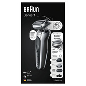 Braun Series 7 71-S4862cs Rasoio Elettrico Uomo Con Accessori Rifinitore Di Precisione, Rifinitore Effetto Barba Incolta E Rifinitore Corpo EasyClick, Base Di Ricarica, 360° Flex, Wet&Dry, Ricaricabile, Rasoio A Lamina Senza Fili, Argento