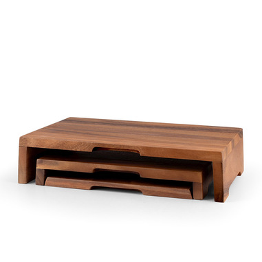 H&H Lifestyle Confezione 3 alzate in legno Acacia. Composta da: 1pz cm 30x25, 1pz cm 31x25, 1pz cm 37x25