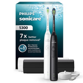 Philips Sonicare serie 5300 Sonicare Spazzolino Elettrico Sonico con base di ricarica e custodia, 2 livelli di intensità, sensore di pressione confezione da 1 spazzolino bianco e 1 spazzolino nero HX7109/01