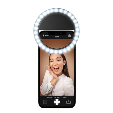 Cellularline Selfie Ring Pocket - Universale Anello led a clip a luminosità regolabile