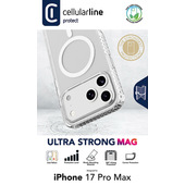 Cellularline Ultra Strong Mag - iPhone 17 Pro Max Custodia ultra protettiva trasparente con bordi rinforzati in materiale anti-shock, progettata per assorbire gli impatti