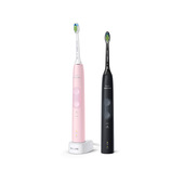 Philips Sonicare serie 4500 Spazzolini Elettrici Sonici, conferione da 1 Spazzolino Rosa e 1 Spazzolino Nero HX6830/35