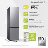 Samsung RB38C600DSA Libera installazione 390 L Acciaio inox