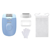 Philips Serie 2000 Epilatore con filo azzurro con 4 accessori BRE247/00