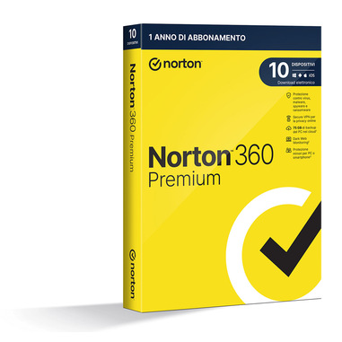 NortonLifeLock Norton 360 Premium 2024 | Antivirus per 10 dispositivi | Licenza di 1 anno | Secure VPN e Password Manager | PC, Mac, tablet e smartphone