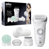 Braun Silk-épil 9 9-865, Epilatore Donna Per Una Rimozione Duratura Dei Peli, Bianco/Argento