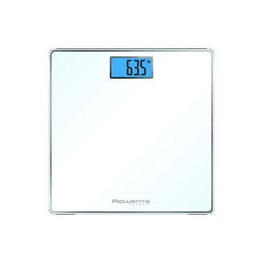 Rowenta Classic BS1501 , bilancia pesapersone elettronica, 31x31 cm, fino a 160 Kg con graduazione di precisione ogni 100g, spessore di 22 mm, batterie incluse, vetro temperato, bianco