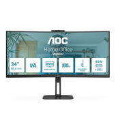 AOC V5 CU34V5CW Monitor PC 86,4 cm (34") 3440 x 1440 Pixel Wide Quad HD LED Nero