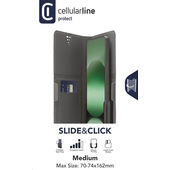 Cellularline Slide & Click Custodia a libro multicompatibile effetto pelle - Taglia M (Misure max telefono: 75mm X 150mm)