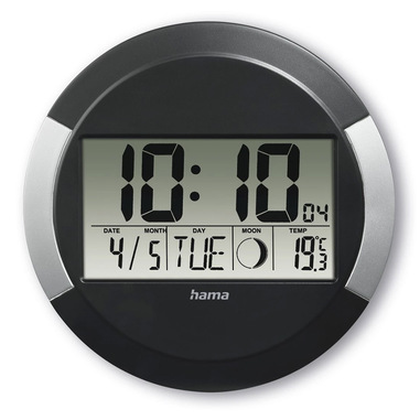 Hama Ischia Orologio radiocomandato Rotondo Nero, Argento