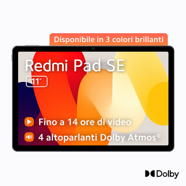 Xiaomi Redmi Pad Pad SE Qualcomm Snapdragon 128 GB 27,9 cm (11") 4 GB Android 13 Grafite, Grigio