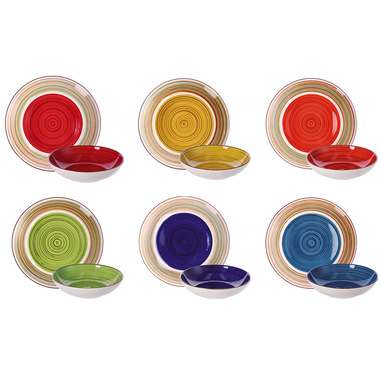Regalo 101953 piatto piano Piatto da portata Rotondo Ceramica Multicolore 12 pz