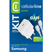 Cellularline Super Fast Charger Kit 25W - USB-C to USB-C - Samsung Caricabatterie da rete Super Fast Charge PD 25W con cavo USB-C to USB-C