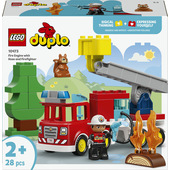 LEGO DUPLO 10473 Autopompa con Manichetta e Pompiere, Gioco Didattico per la Motricità Fine con Camion e Personaggio per 2+