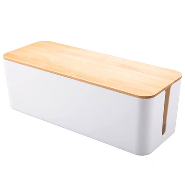 FANTON 40888 Organizer da scrivania per multipresa 3 / 4 in plastica e bambù.