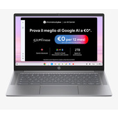 HP Chromebook 14a-nf0014nl Intel® Core™ i3 i3-N305 35,6 cm (14") Full HD 8 GB LPDDR5-SDRAM 256 GB UFS Wi-Fi 6E (802.11ax) ChromeOS Argento