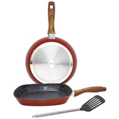 Tognana Porcellane set padella da 24 cm + bistecchiera 28x28 cm in alluminio forgiato + spatola Rustic Stone