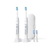 Philips Sonicare ExpertClean 7300 Sonicare Spazzolini Elettrici Sonici, confezione da 2 spazzolini bianchi con custodia e testine di ricambio HX9911/19