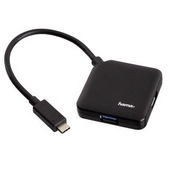 Hama Hub USB 3.0 Type C da tavolo, 4 porte, cavo integrato, nero, blister