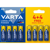 Varta Longlife Power, Batteria Alcalina, AA, Mignon, LR6, 1.5V, Blister da 4+4, Made in Germany