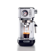 Ariete 1381 Macchina da caffè con manometro, compatibile con caffè in polvere e cialde ESE, 1300 W, Capacità 1,1 L, 15 bar di pressione, Filtro ½ tazze, Dispositivo Cappuccino, Bianco